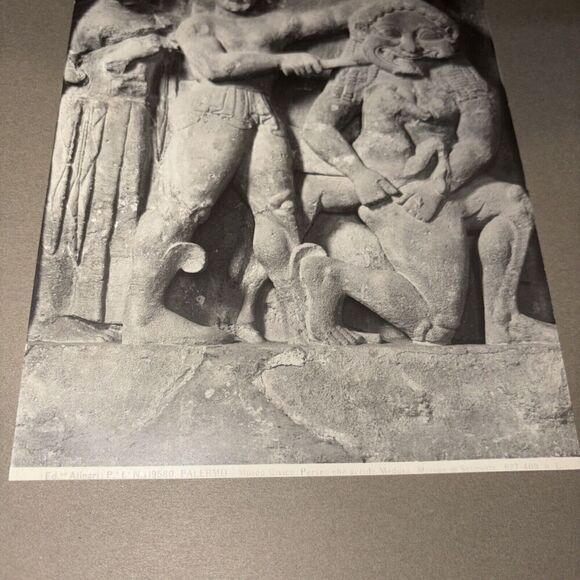 Vintage Perseus & the Gorgon Metope From Selinus Mounted Greek Photo Palermo - Picture 3 of 6